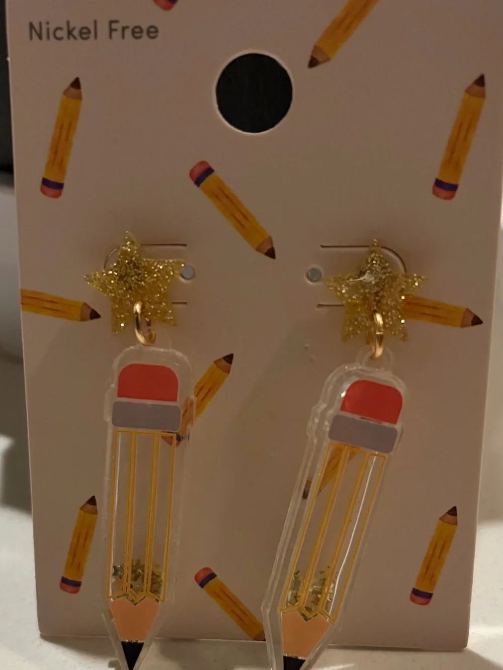 Target Gold Star Pencil Drop Earrings - Pink/Gold